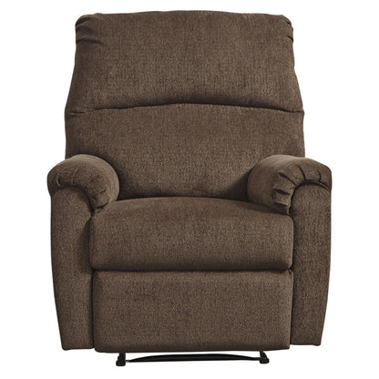 Fauteuil inclinable Zero Wall en tissu avec accoudoirs coussinés, marron