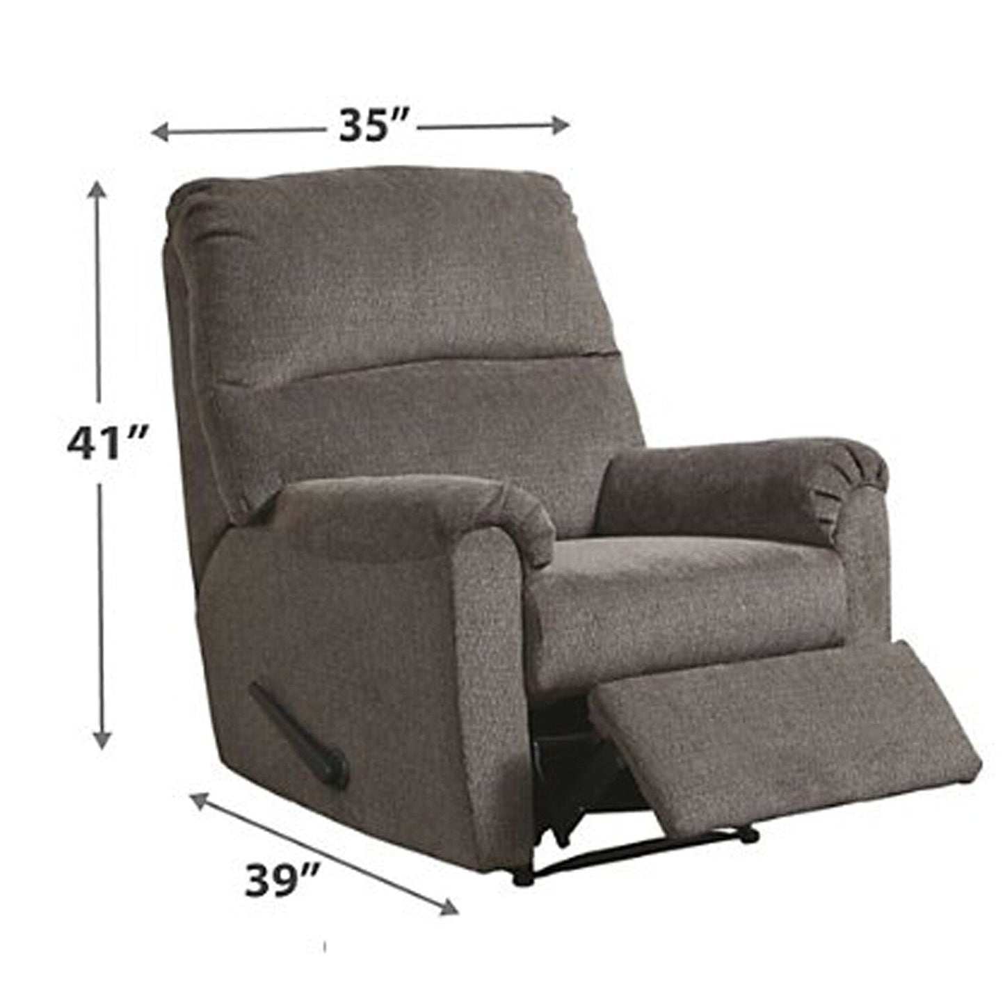 Fauteuil inclinable Zero Wall en tissu avec accoudoirs coussinés, gris