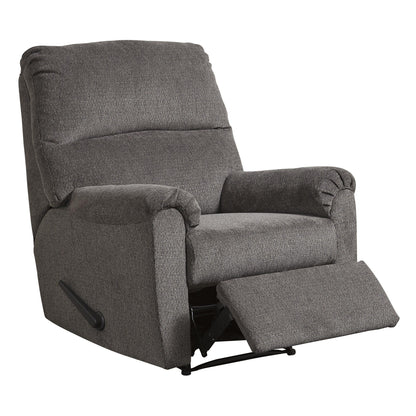 Fauteuil inclinable Zero Wall en tissu avec accoudoirs coussinés, gris
