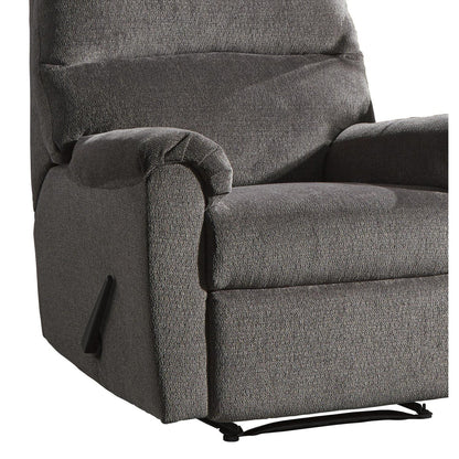 Fauteuil inclinable Zero Wall en tissu avec accoudoirs coussinés, gris