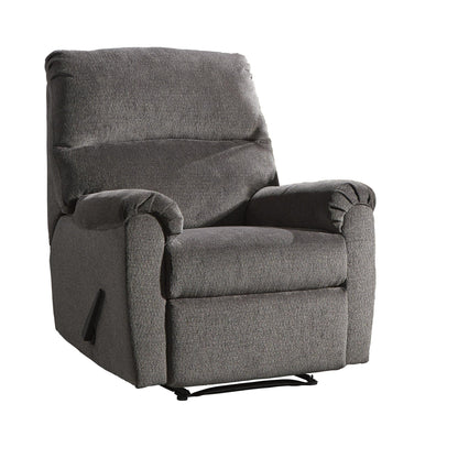 Fauteuil inclinable Zero Wall en tissu avec accoudoirs coussinés, gris