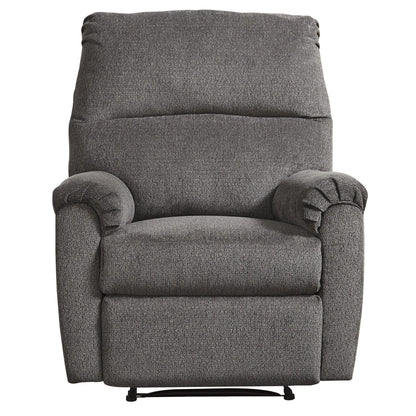 Fauteuil inclinable Zero Wall en tissu avec accoudoirs coussinés, gris