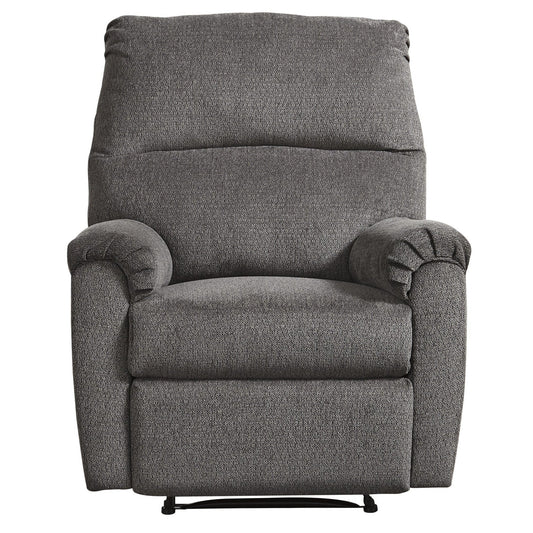 Fauteuil inclinable Zero Wall en tissu avec accoudoirs coussinés, gris