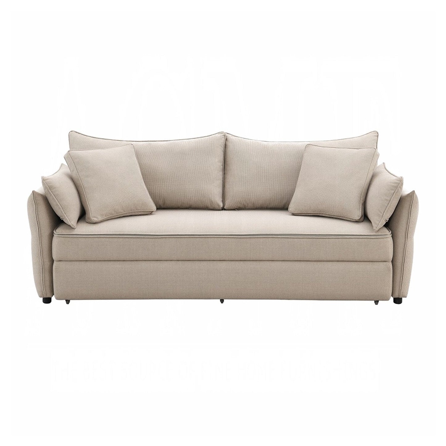 Canapé-lit gigogne en tissu et bois beige