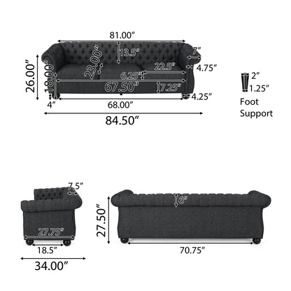 Canapé 3 places capitonné Farhart par Christopher Knight Home