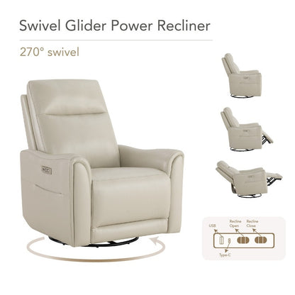 Fauteuil inclinable pivotant Farley en cuir véritable pour chambre d'enfant