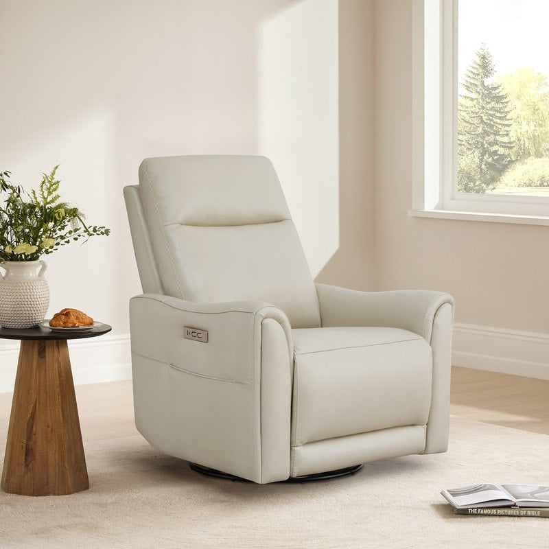 Fauteuil inclinable pivotant Farley en cuir véritable pour chambre d'enfant