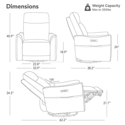 Fauteuil inclinable pivotant Farley en cuir véritable pour chambre d'enfant