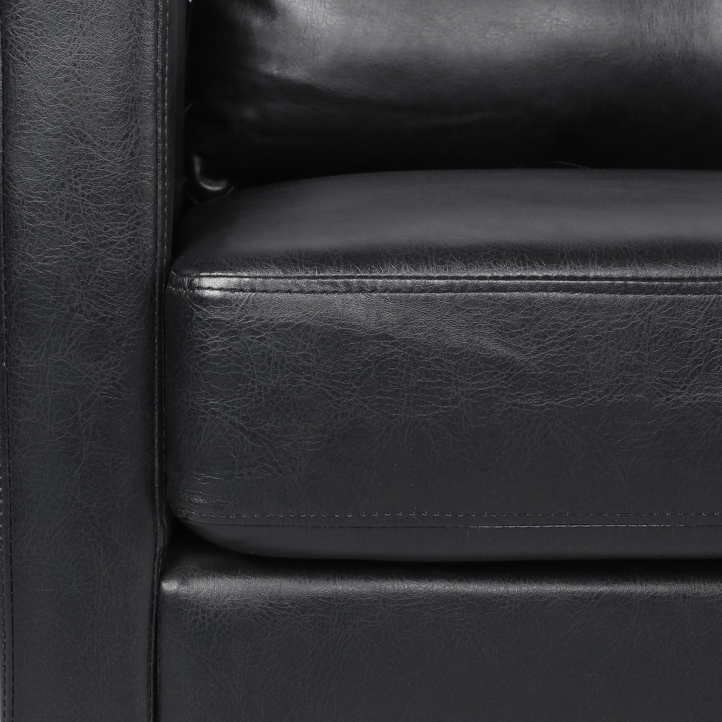 Canapé 3 places en similicuir avec pieds en bois de bouleau