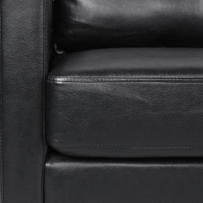 Canapé 3 places en similicuir avec pieds en bois de bouleau