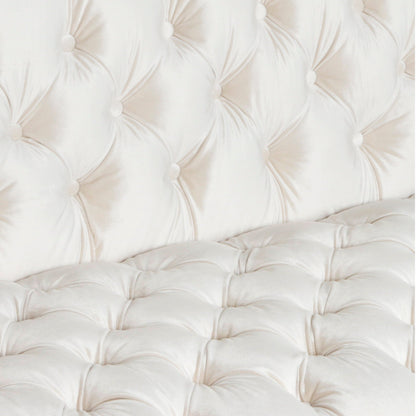 Canapé 3 places capitonné en similicuir avec pieds en fer en forme de T