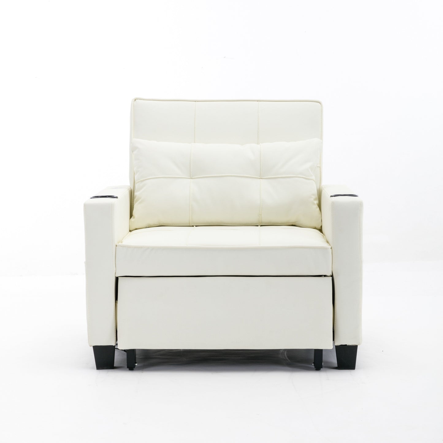 Canapé-lit convertible en similicuir avec ports USB