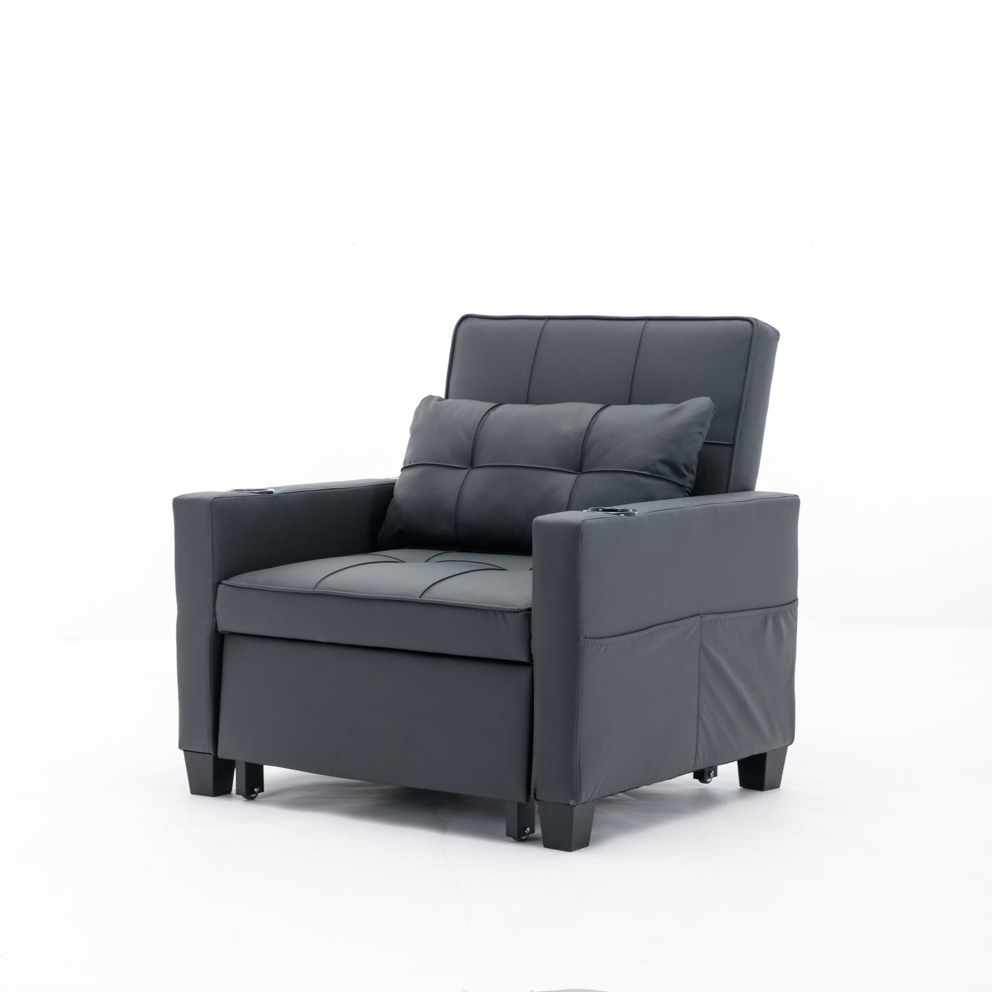 Canapé-lit convertible en similicuir avec ports USB