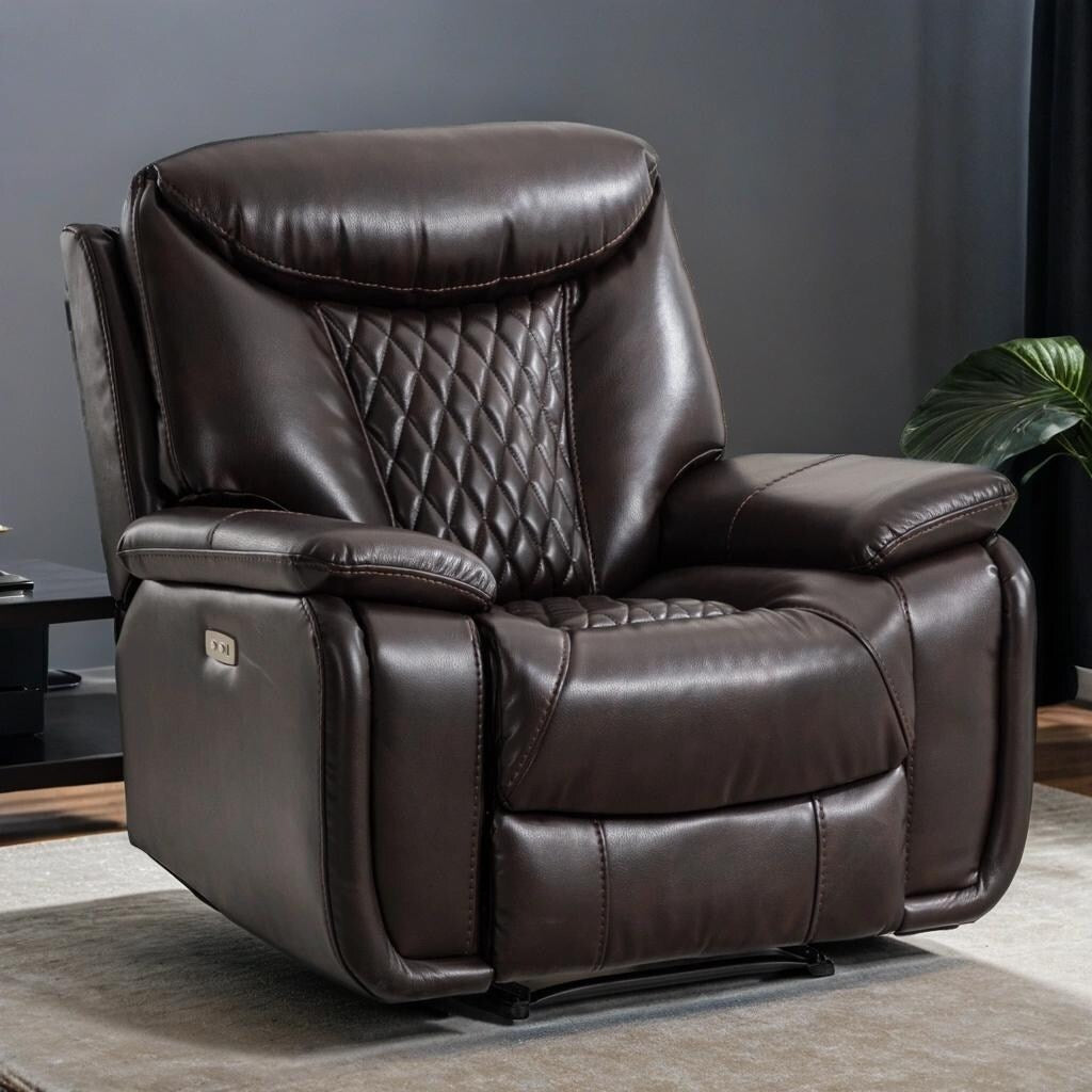 Fauteuil inclinable électrique en cuir Ebello avec repose-pieds confortable pour le salon