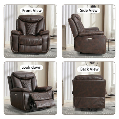 Fauteuil inclinable électrique en cuir Ebello avec repose-pieds confortable pour le salon