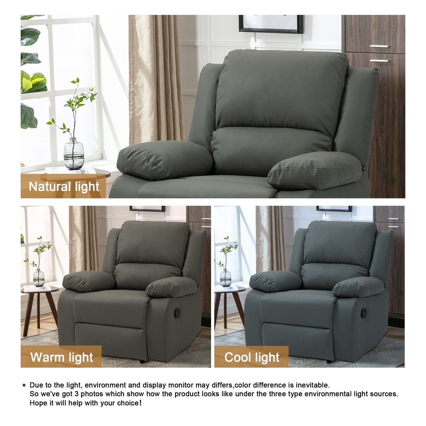 Fauteuil de salon en similicuir, canapé simple, fauteuils inclinables réglables