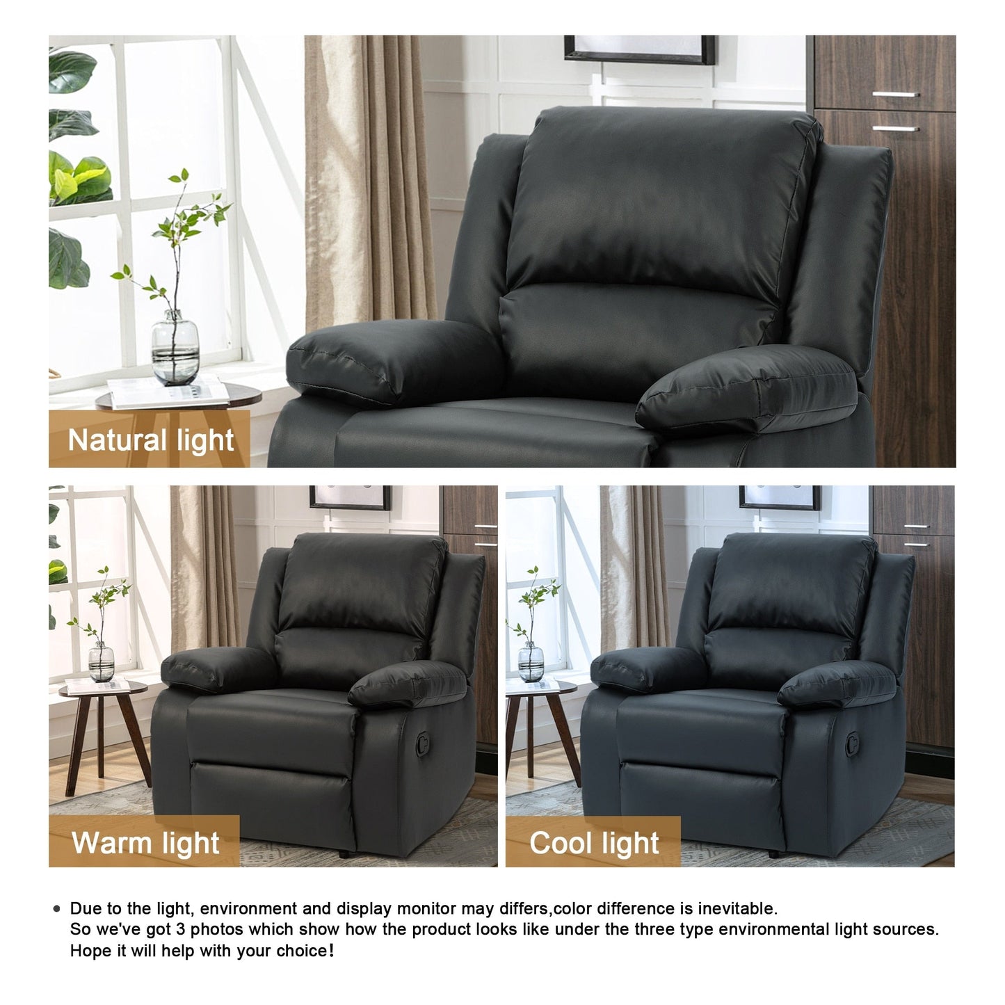 Fauteuil de salon en similicuir, canapé simple, fauteuils inclinables réglables