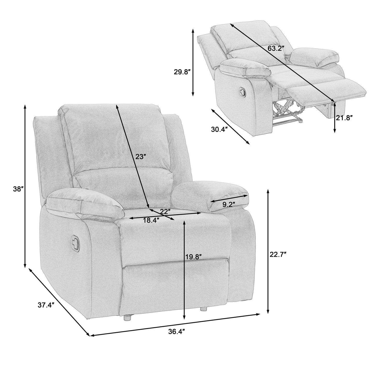 Fauteuil de salon en similicuir, canapé simple, fauteuils inclinables réglables