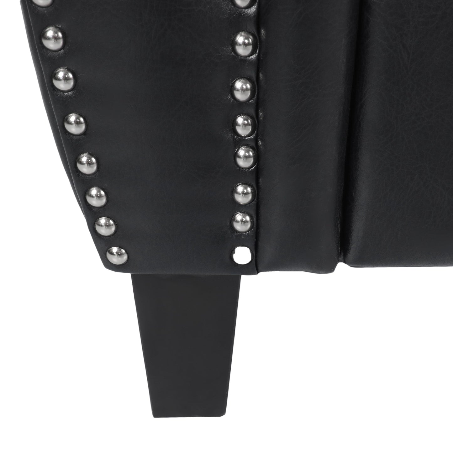 Canapé causeuse en similicuir avec pieds en bois de bouleau et clous décoratifs