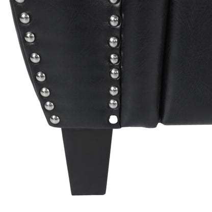 Canapé causeuse en similicuir avec pieds en bois de bouleau et clous décoratifs