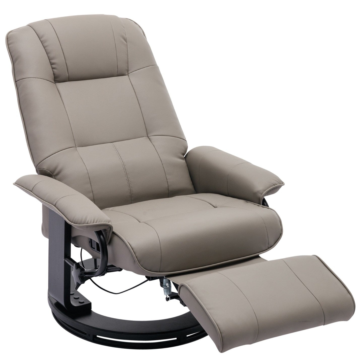 Fauteuil inclinable manuel pivotant et réglable en similicuir avec repose-pieds - 30,70 x 34,30 x 35,00
