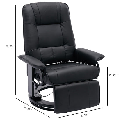 Fauteuil inclinable manuel pivotant et réglable en similicuir avec repose-pieds - 30,70 x 34,30 x 35,00