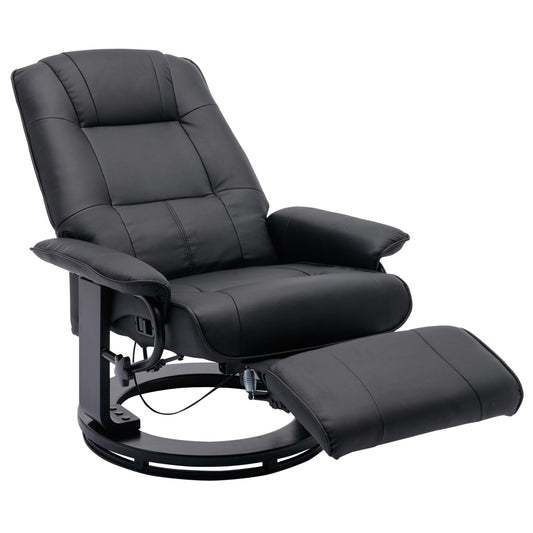 Fauteuil inclinable manuel pivotant et réglable en similicuir avec repose-pieds - 30,70 x 34,30 x 35,00