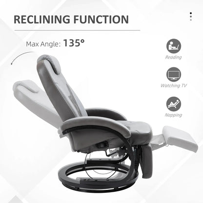 Fauteuil inclinable manuel en similicuir, pivotant et réglable, avec repose-pieds