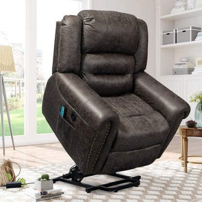 Fauteuil inclinable électrique surdimensionné en similicuir avec télécommande, massage et chauffage