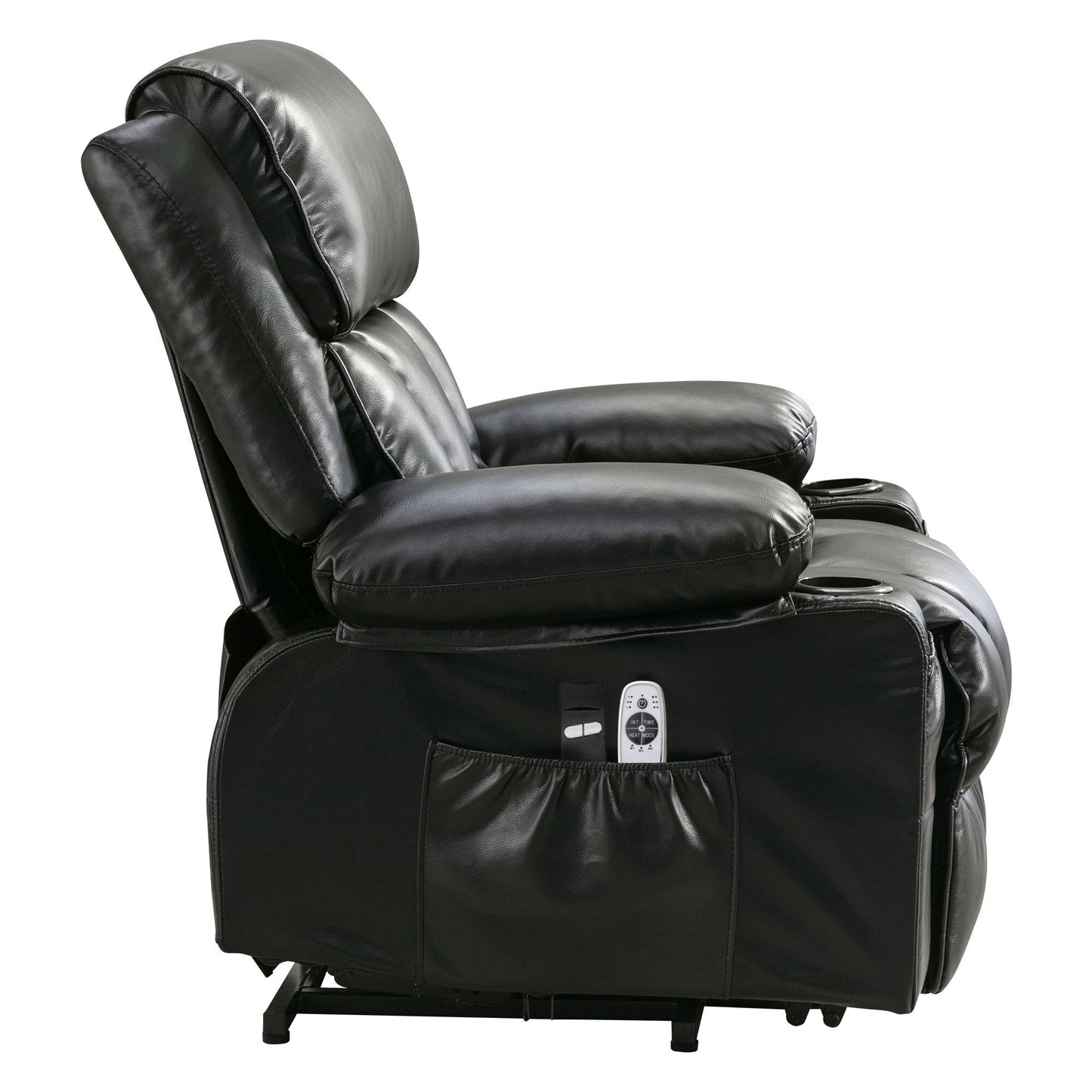 Fauteuil inclinable électrique en similicuir avec fonctions de chauffage et de vibration, fauteuil de salon avec port USB et pédale