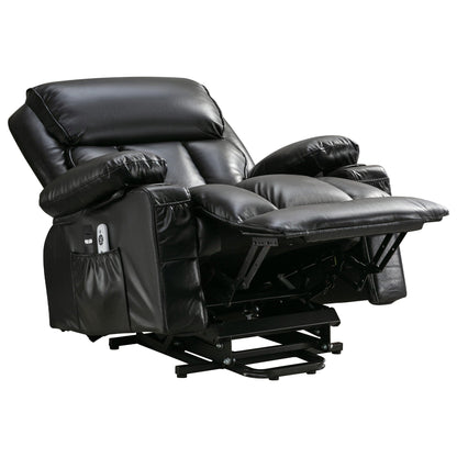 Fauteuil inclinable électrique en similicuir avec fonctions de chauffage et de vibration, fauteuil de salon avec port USB et pédale