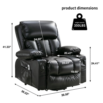 Fauteuil inclinable électrique en similicuir avec fonctions de chauffage et de vibration, fauteuil de salon avec port USB et pédale