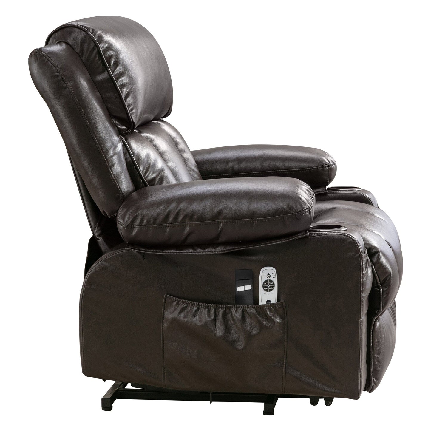 Fauteuil inclinable électrique en similicuir avec fonctions de chauffage et de vibration, fauteuil de salon avec port USB et pédale