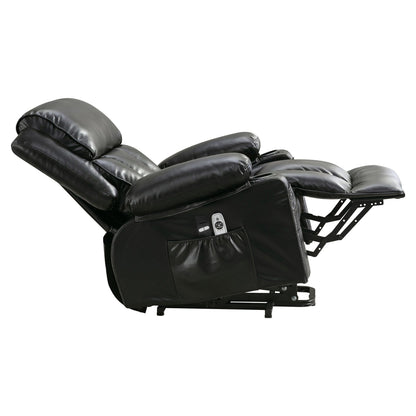 Fauteuil inclinable électrique en similicuir avec fonctions de chauffage et de vibration, fauteuil de salon avec port USB et pédale
