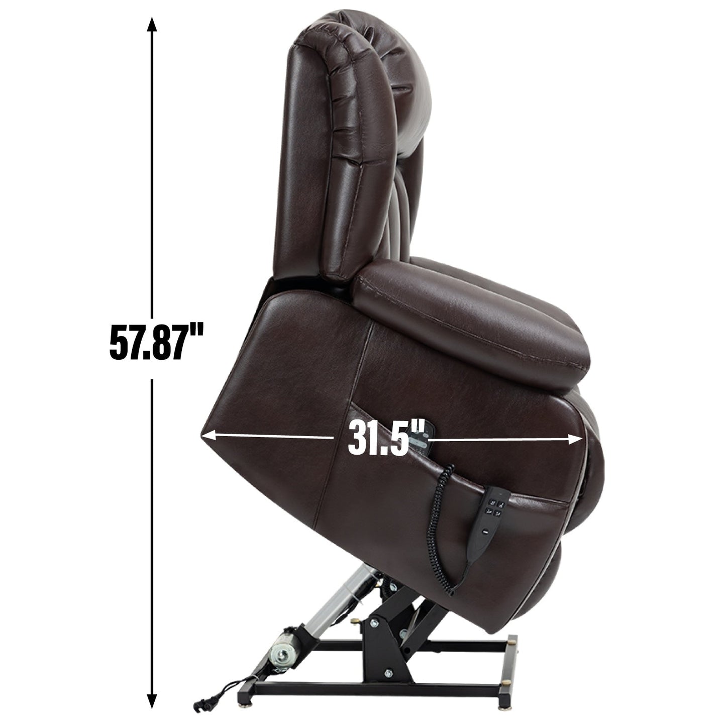 Fauteuil inclinable électrique en similicuir avec massage et chauffage lombaire