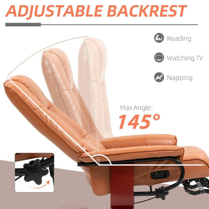 Fauteuil inclinable pivotant en similicuir avec repose-pieds et accoudoirs