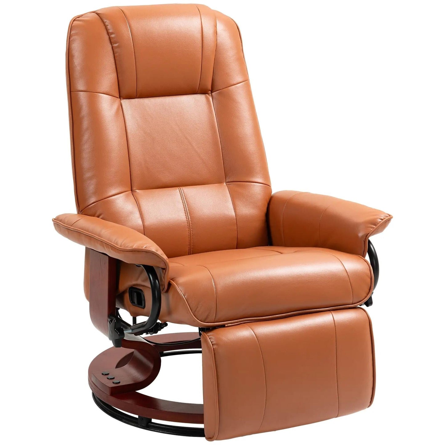Fauteuil inclinable pivotant en similicuir avec repose-pieds et accoudoirs