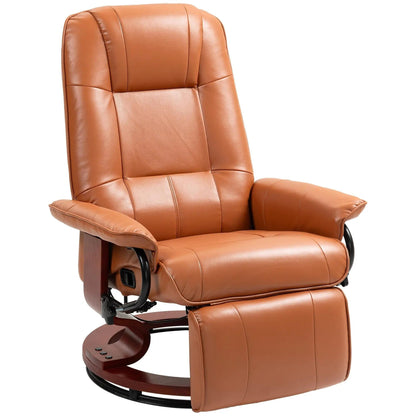 Fauteuil inclinable pivotant en similicuir avec repose-pieds et accoudoirs