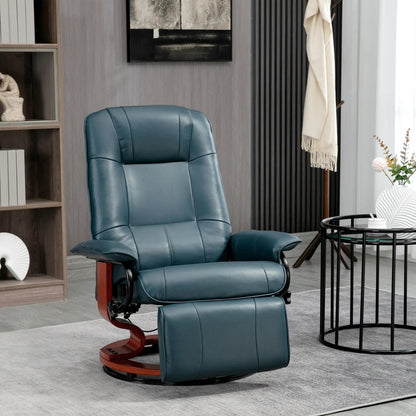 Fauteuil inclinable pivotant en similicuir avec repose-pieds et accoudoirs