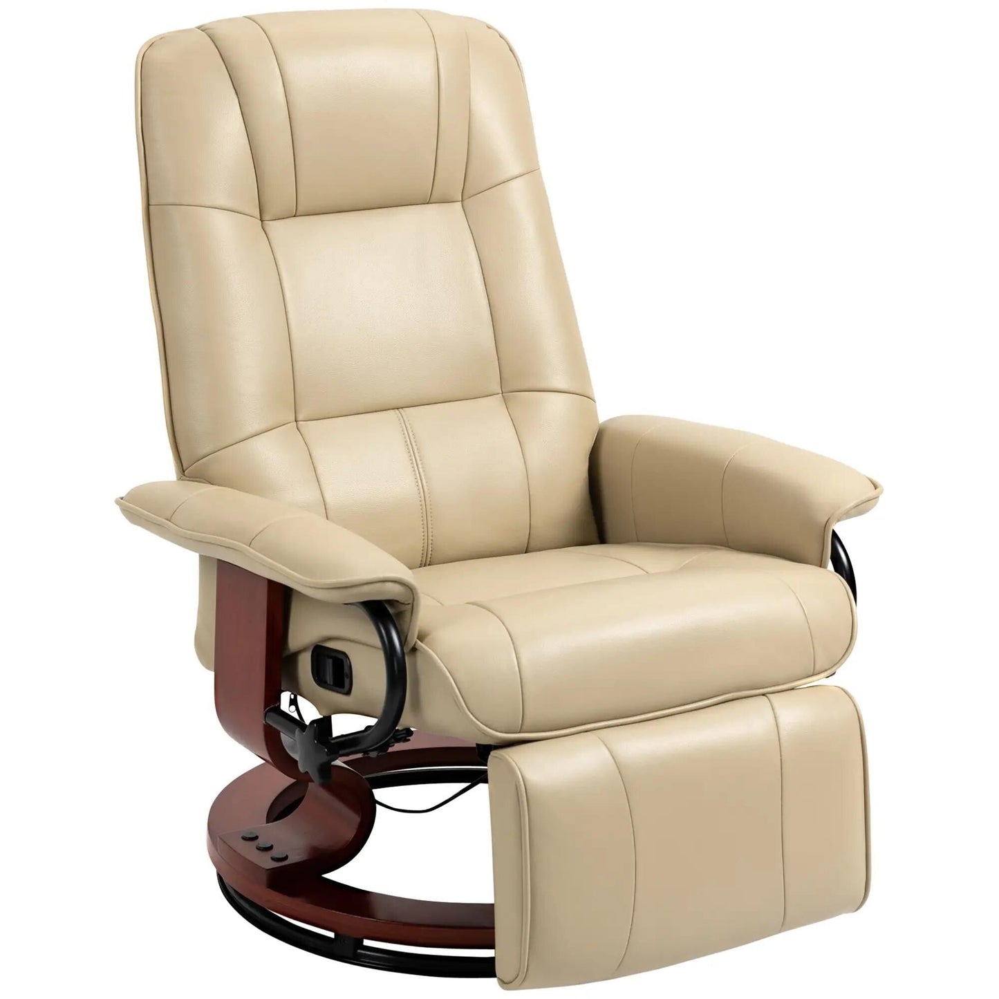 Fauteuil inclinable pivotant en similicuir avec repose-pieds et accoudoirs