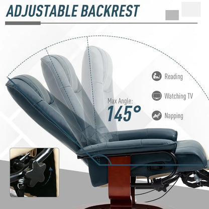 Fauteuil inclinable pivotant en similicuir avec repose-pieds et accoudoirs