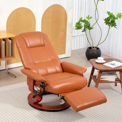 Fauteuil inclinable pivotant en similicuir avec repose-pieds et accoudoirs