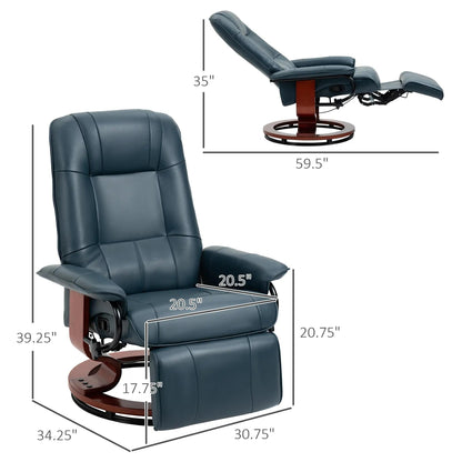 Fauteuil inclinable pivotant en similicuir avec repose-pieds et accoudoirs