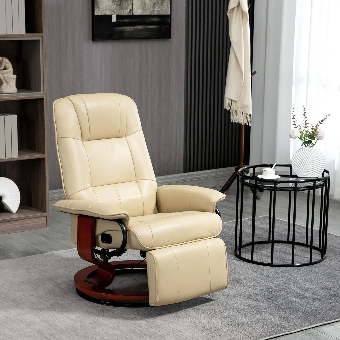 Fauteuil inclinable pivotant en similicuir avec repose-pieds et accoudoirs