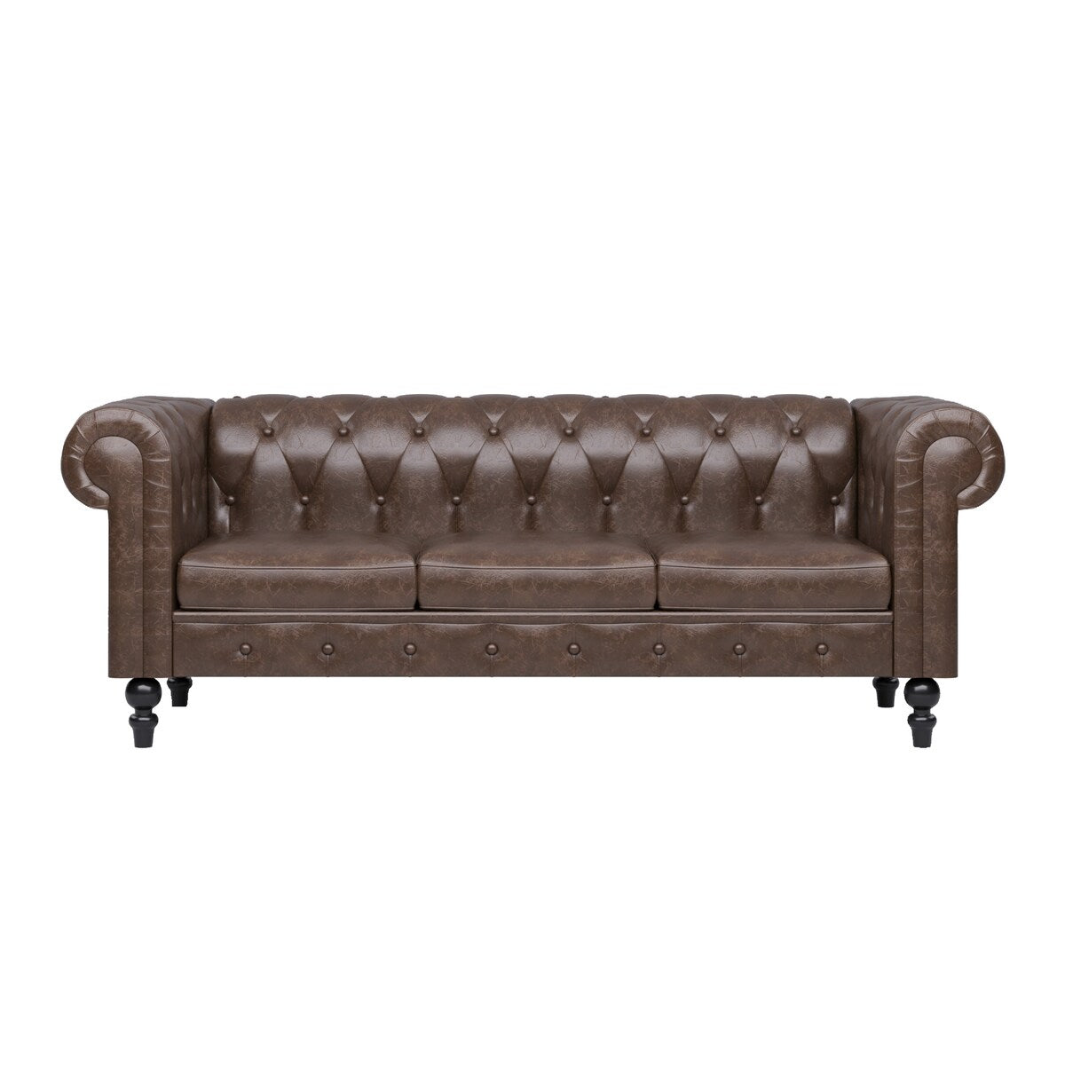 Canapé Chesterfield rembourré en similicuir - 3 places