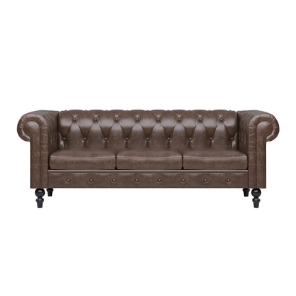 Canapé Chesterfield rembourré en similicuir - 3 places