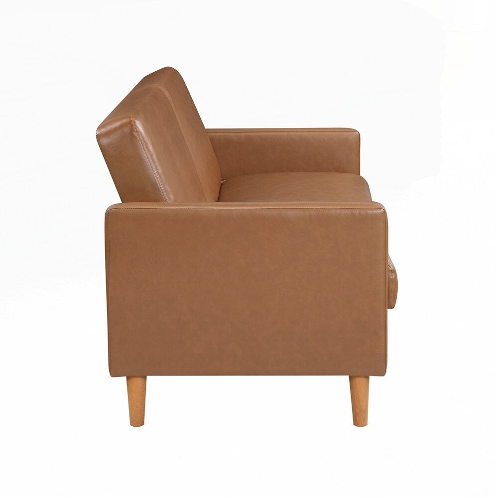 Canapé-lit confortable en similicuir, mobilier moderne, cadre en contreplaqué durable, élégant, 2 places