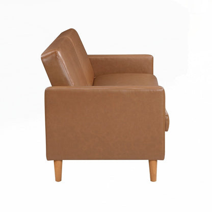 Canapé-lit confortable en similicuir, mobilier moderne, cadre en contreplaqué durable, élégant, 2 places