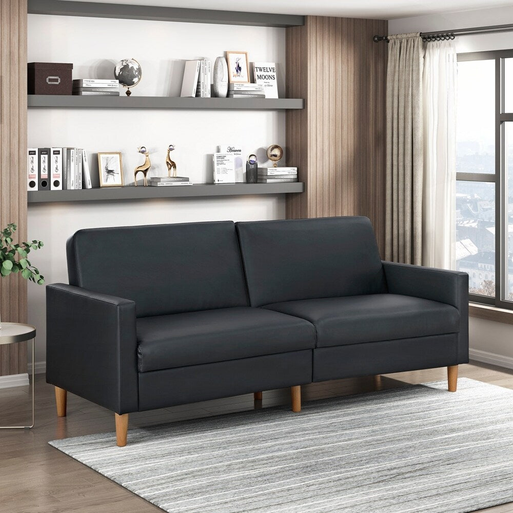 Canapé-lit confortable en similicuir, mobilier moderne, cadre en contreplaqué durable, élégant, 2 places