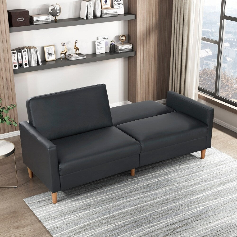 Canapé-lit confortable en similicuir, mobilier moderne, cadre en contreplaqué durable, élégant, 2 places